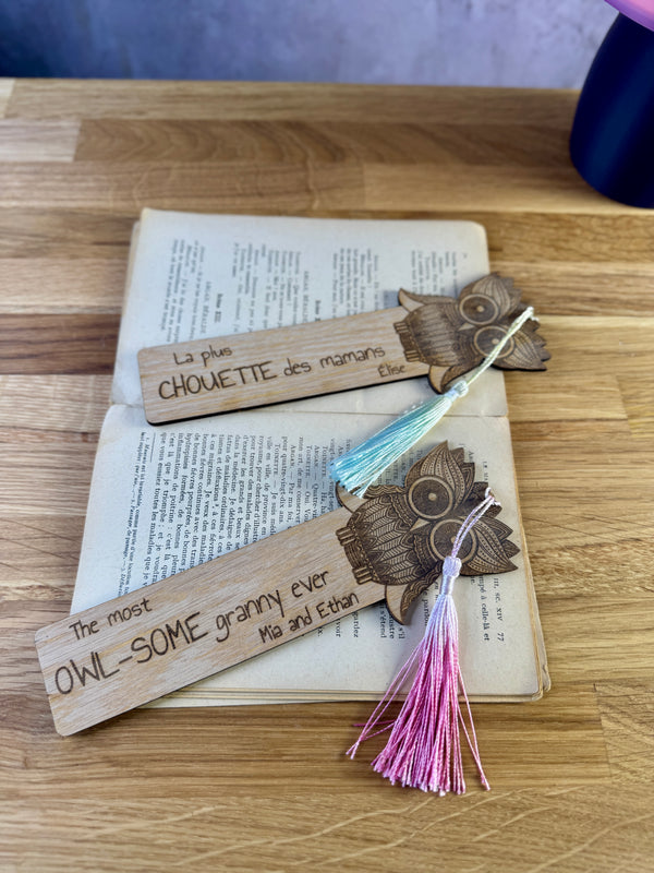 Marcapáginas personalizado con forma de búho