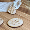 A funny flip coin for new parents to handle newborn care decisions. Made of wood and engraved for a personal touch, this novelty coin is the perfect baby shower or Mother’s Day gift. Lightweight and charming.