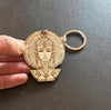 Unique Nefertiti Wood Keychain - 5cm Wide, 6.2cm Long - Sturdy 2.5cm Ring