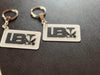 Another front-facing shot of the 2mm thick, personalized logo keychain. Perfect as a branded gift and durable enough for everyday key ring use.