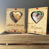 Pair of wooden Valentine frames: one with laser engraving, one with a removable photo slot. A thoughtful valentine gift him or her