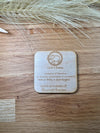 Square wooden business card in birch plywood, featuring custom engraving for a bold, memorable statement at trade shows and business meetups.